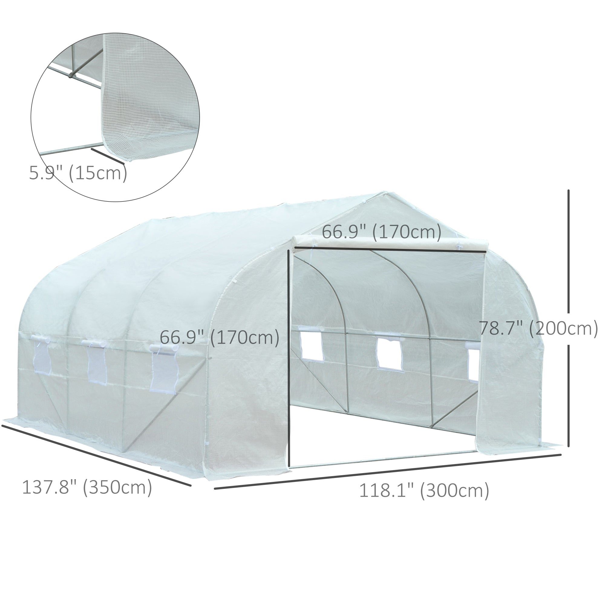 11.5'x9.8'x6.6' Portable Walk-In Tunnel Greenhouse Garden Warm House - White