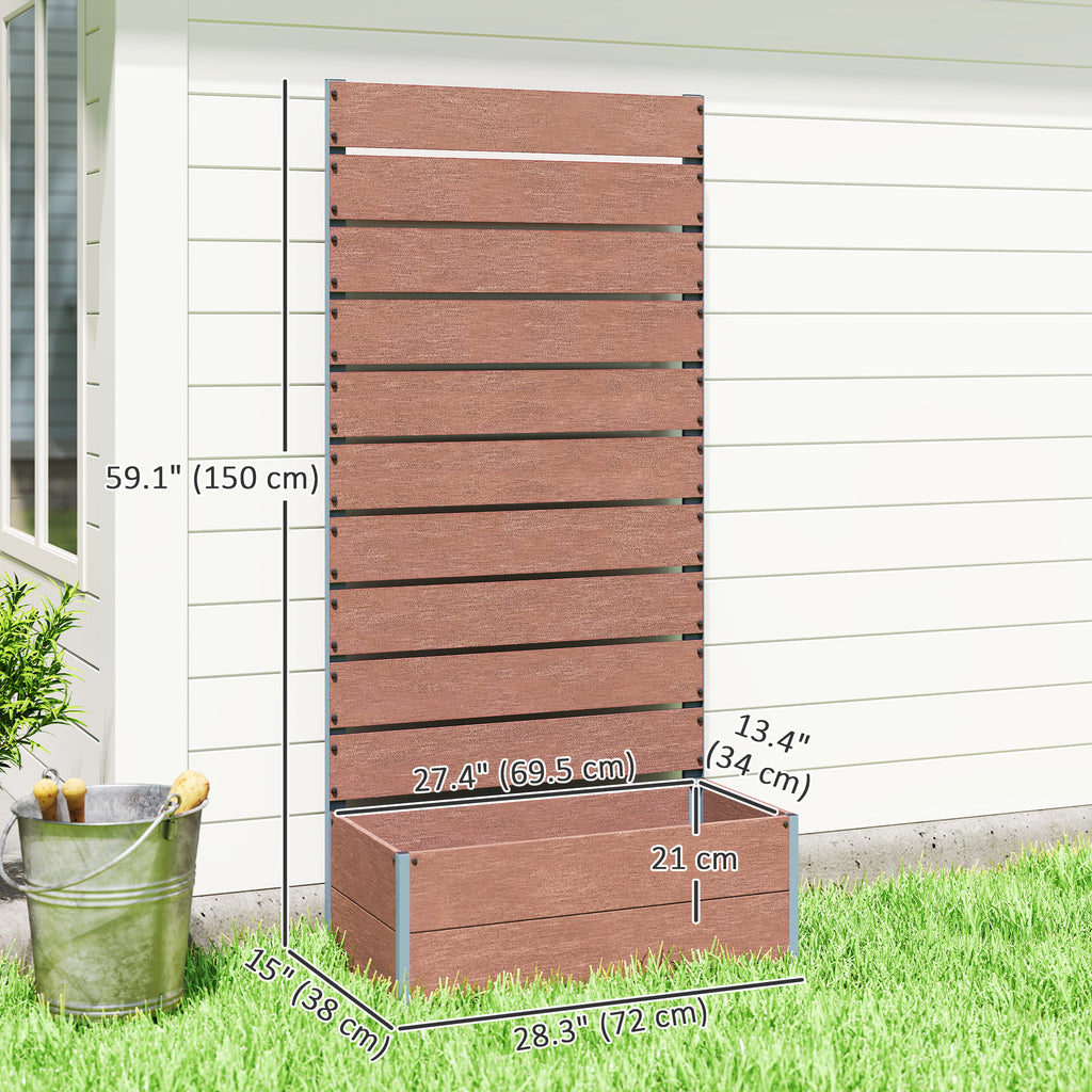 Raised Garden Bed with Trellis, Freestanding Elevated Planter Box for Climbing Vines, 28" x 15" x 59", Light Brown