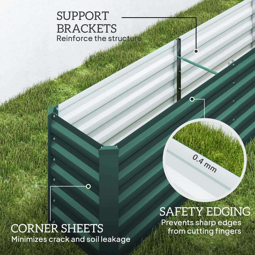8 x 1.3 x 1.5ft Galvanized Raised Garden Bed, Reinforced Outdoor Planter Box with Open Bottom, Green