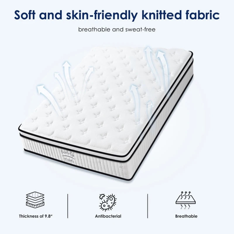 10 inch full mattress with memory foam and pocket coil springs for comfortable sleep