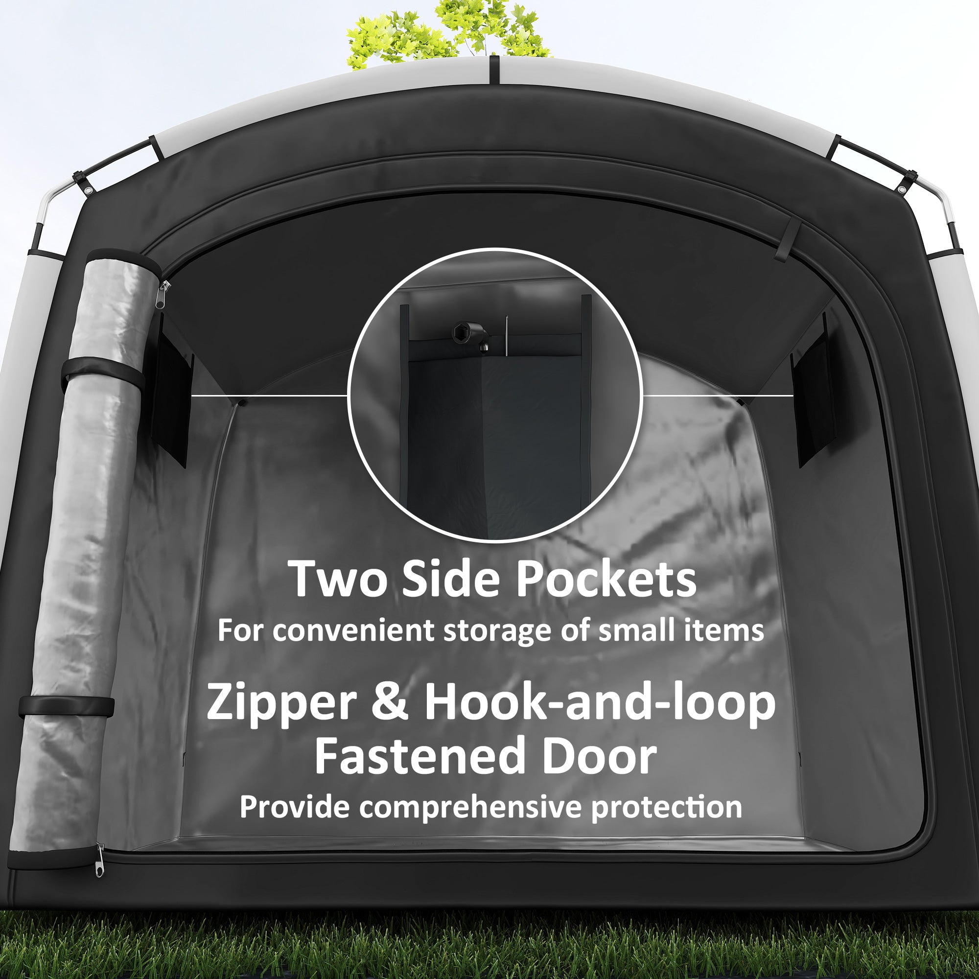 Bike Storage Shed Tent, Portable and Waterproof with 210D Oxford Fabric and Carry Bag for 3-4 Bicycles, Black