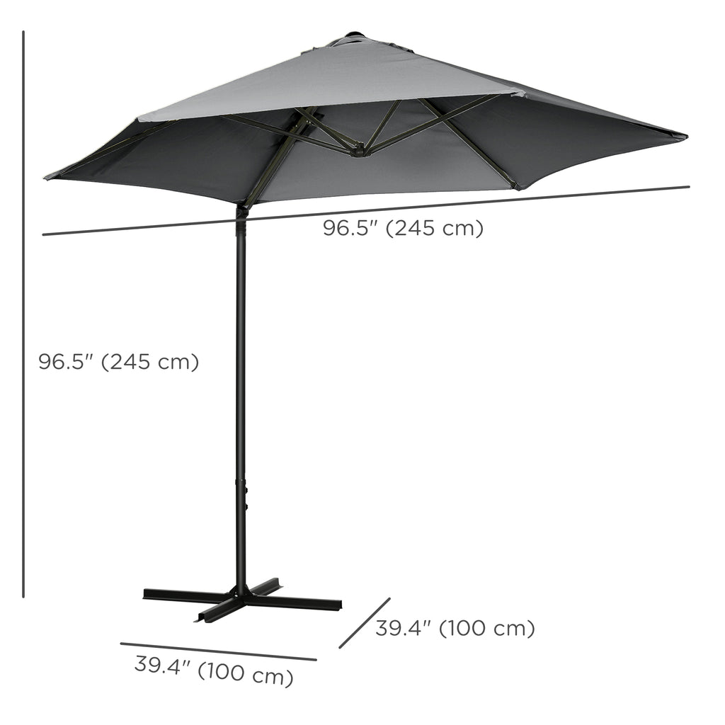 8.5FT Outdoor Cantilever Roma Parasol with 360Â° Rotation and Cross Base, Offset Patio Umbrella for Garden, Dark Grey