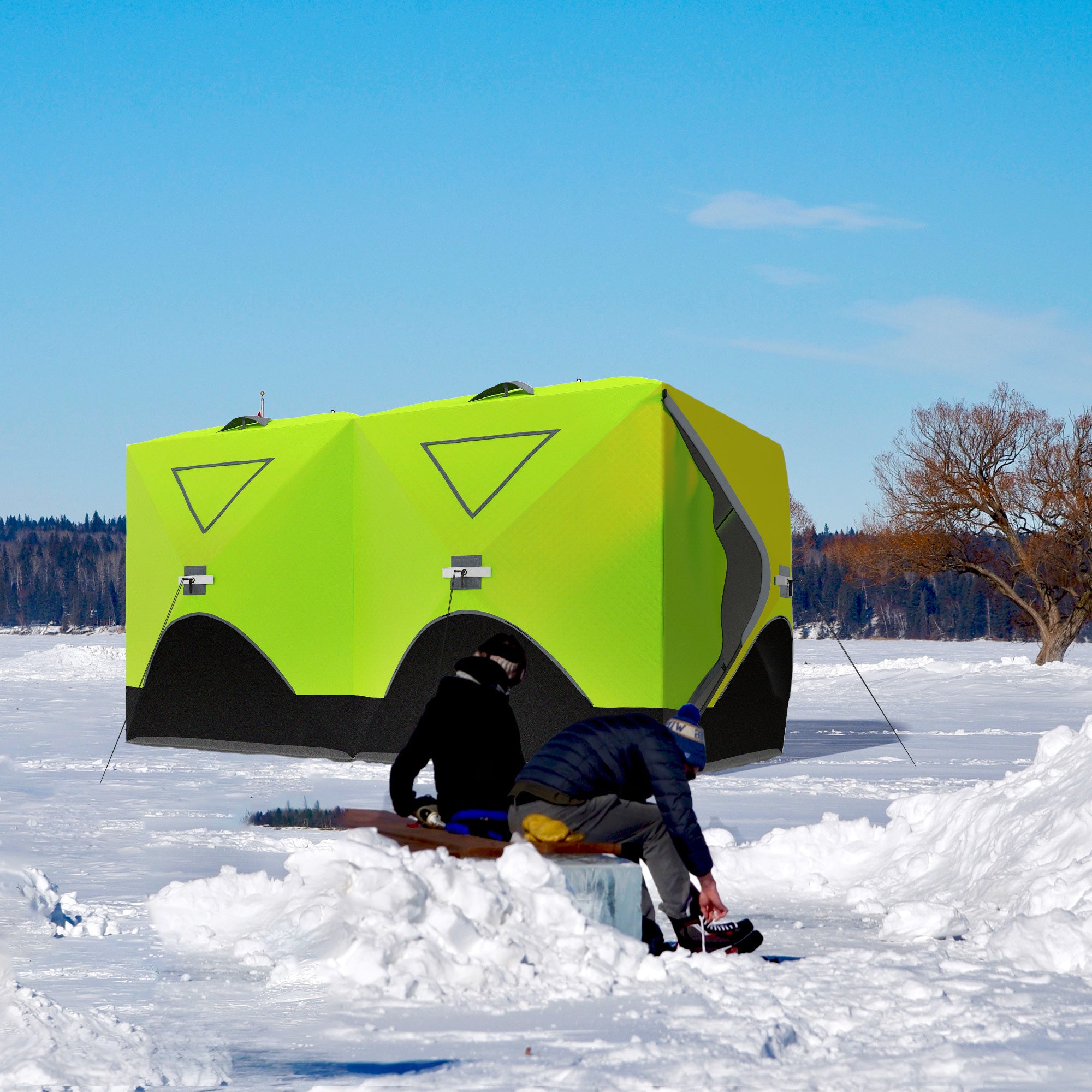5-8 Person Insulated Ice Fishing Tent Shelter with Ventilation Windows and Carry Bag, for -22â„‰, Green