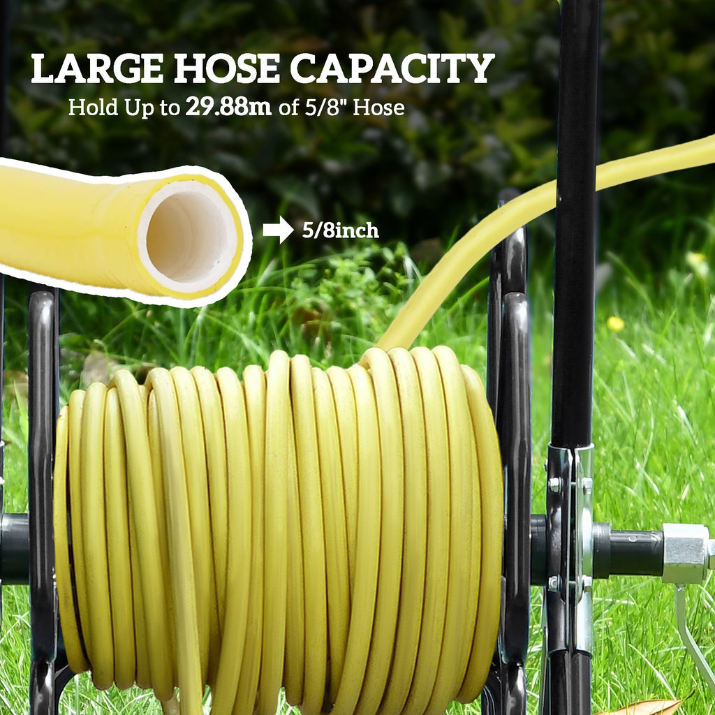 98 ft of 5/8" Hose Reel Cart (Hose Not Included), Garden Water Hose Carts with Wheels for Yard, Lawn, Black