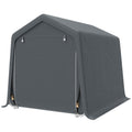 7.9' x 6.6' Garden Storage Tent, Patio Storage Shelter w/ Metal Frame and Double Zipper Doors, Dark Grey