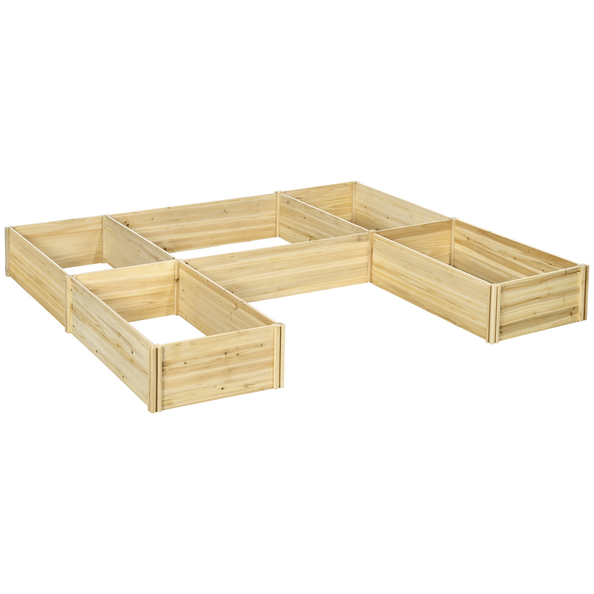 DIY 5-box Garden Planter with Open Bottom for Outdoor Plants, Vegetables, Flowers, Herbs, Natural Wood