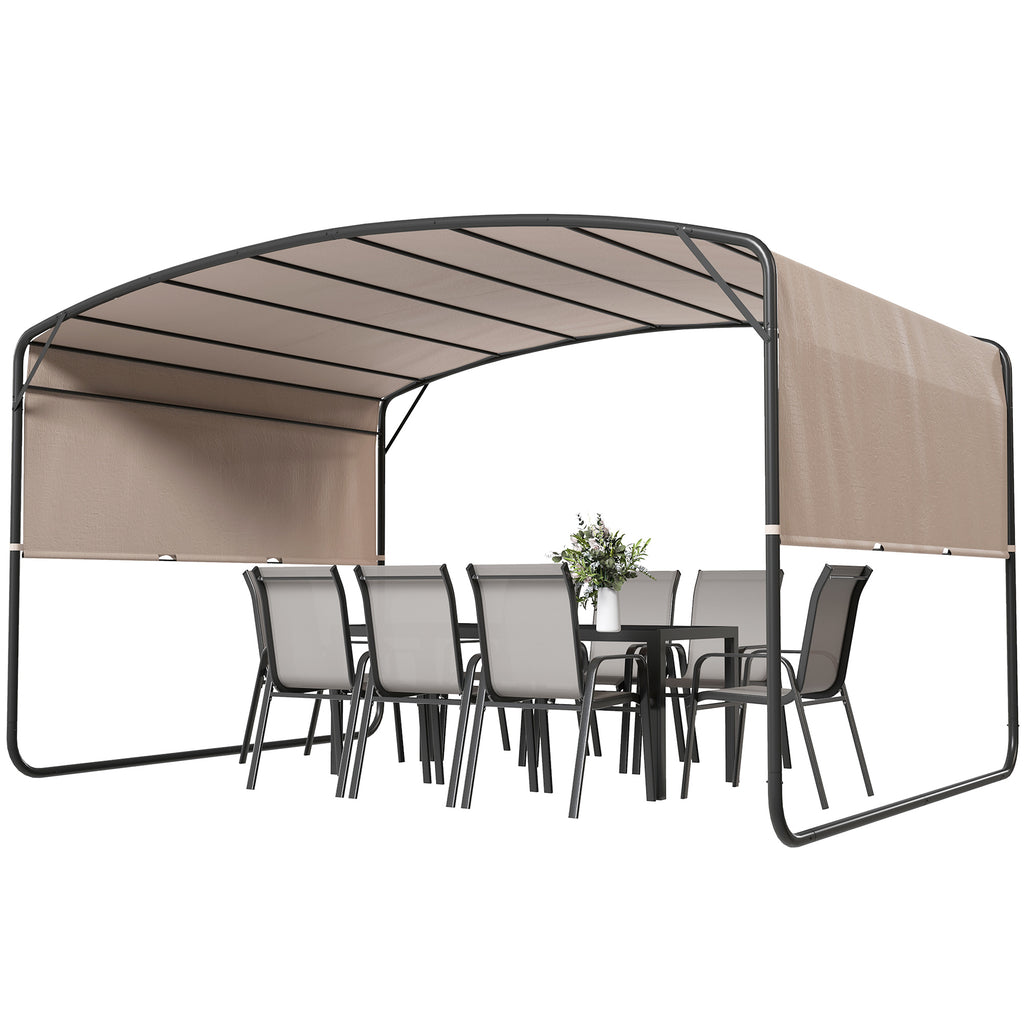 10' x 13' Retractable Pergola Canopy, Outdoor Metal Pergola Gazebo Sun Shade Shelter with Steel Frame, Khaki