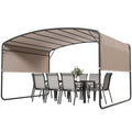 10' x 13' Retractable Pergola Canopy, Outdoor Metal Pergola Gazebo Sun Shade Shelter with Steel Frame, Khaki