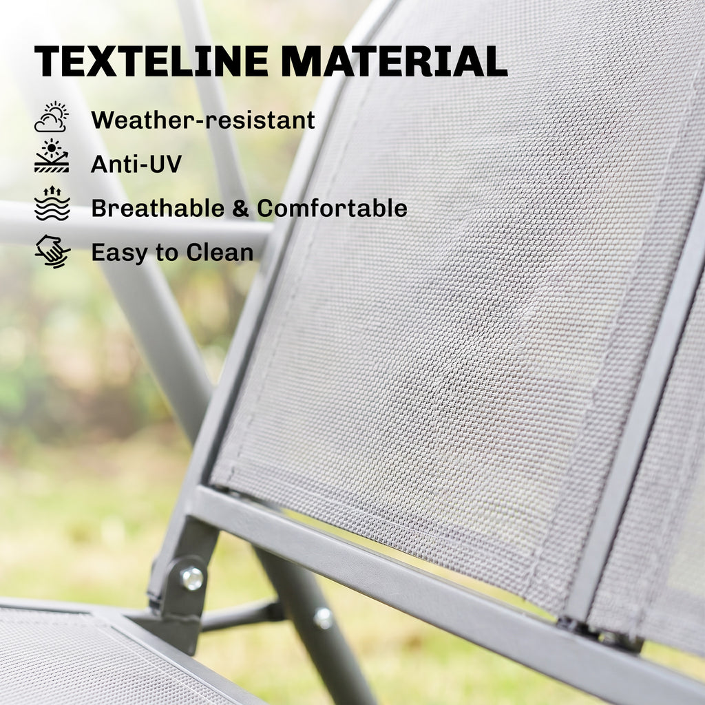 3-Seater Swing Chair Covered Garden Hammock A-Frame Outdoor Porch Glider Sling Seat with Adjustable Canopy Cover, Grey