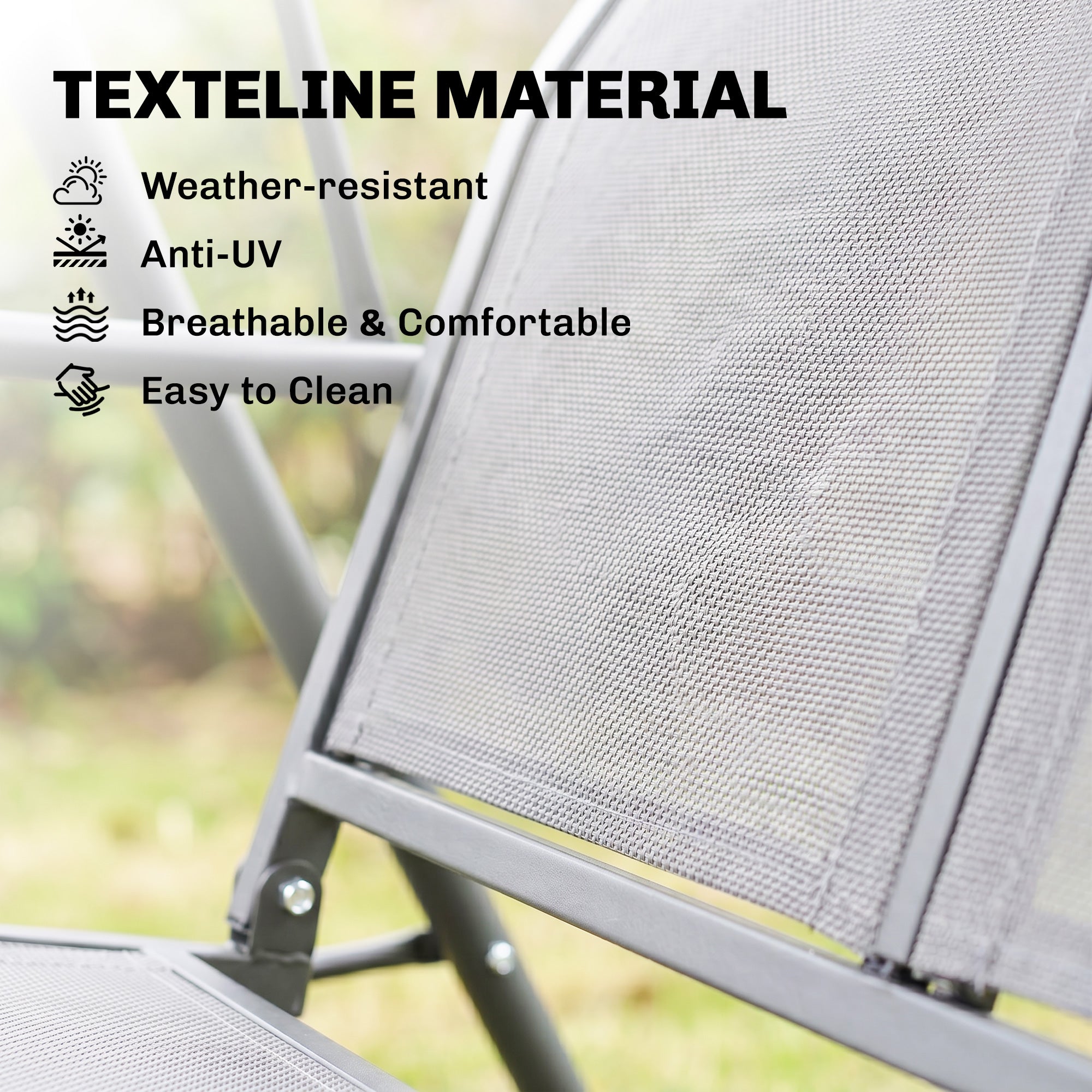 3-Seater Swing Chair Covered Garden Hammock A-Frame Outdoor Porch Glider Sling Seat with Adjustable Canopy Cover, Grey