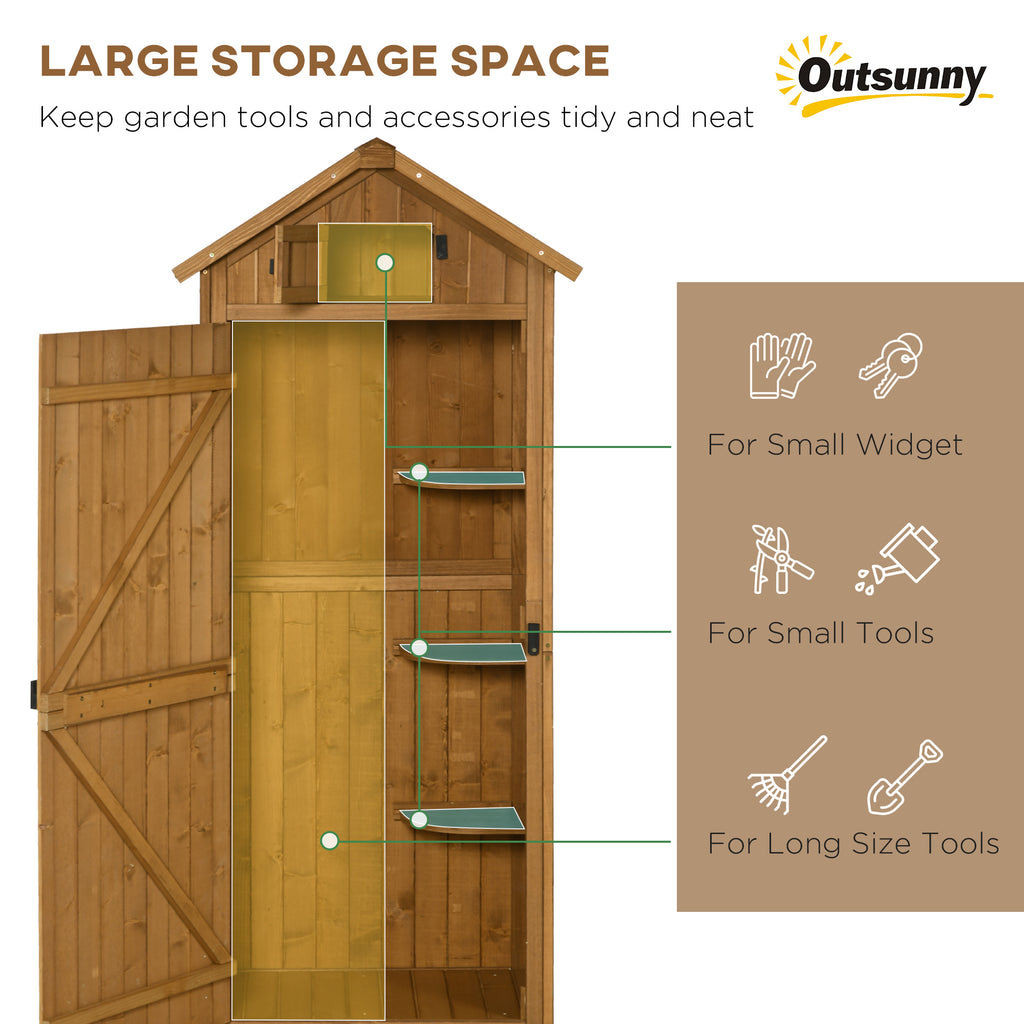 30" x 21" x 71" Garden Storage Shed, Outdoor Tool Utility Storage House  with 3 Tier Shelves and Roof, Brown