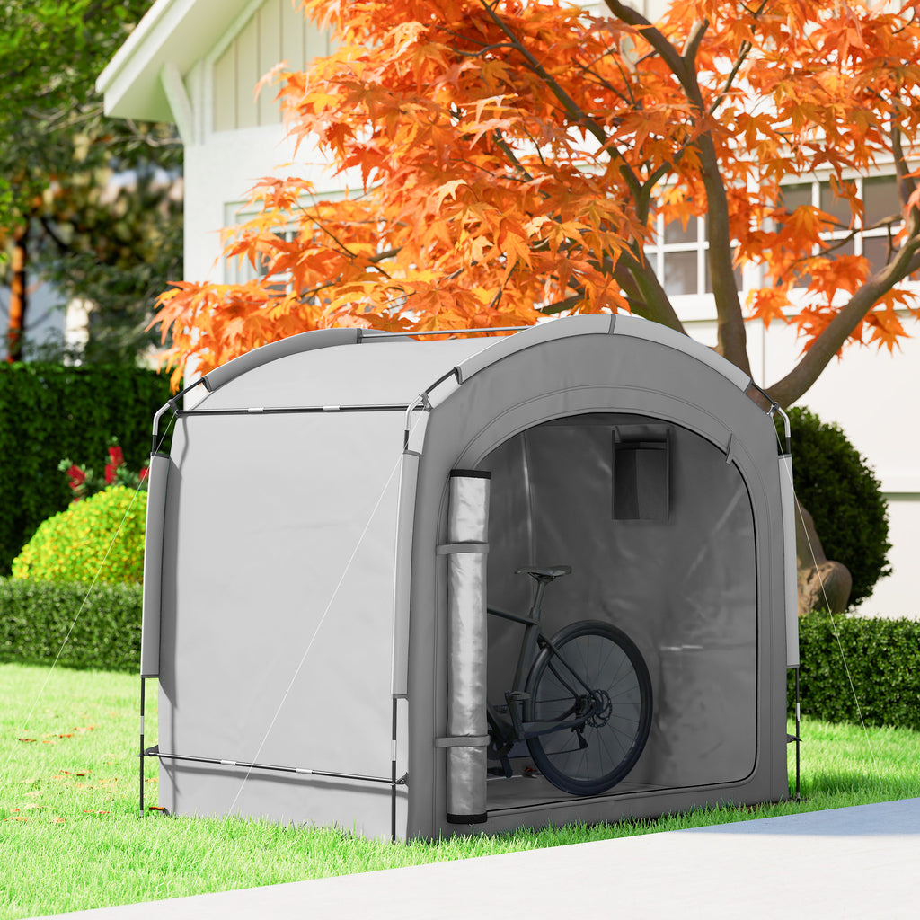 Bike Storage Shed Tent, Portable and Waterproof with 210D Oxford Fabric and Carry Bag for 3-4 Bicycles, Dark Grey