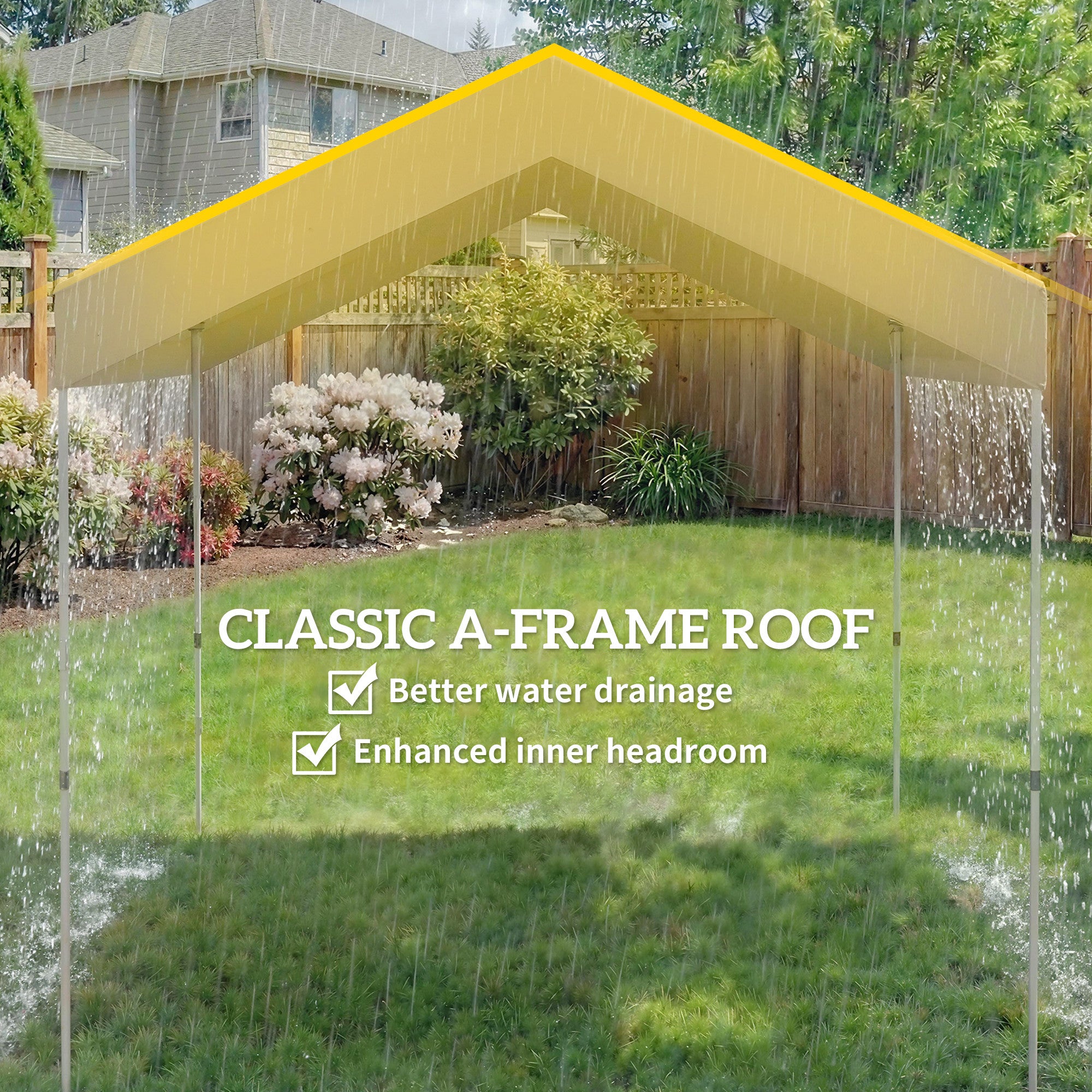 8 x 8 ft Pop Up Canopy Tent with 1-Button Push Easy Setup, UPF 50+ A-Frame Outdoor Instant Canopy, Beige