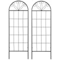 Metal Garden Trellis Pack of 2 for Climbing Plants, Arched Grid Trellis Panels, 20" x 60", Black