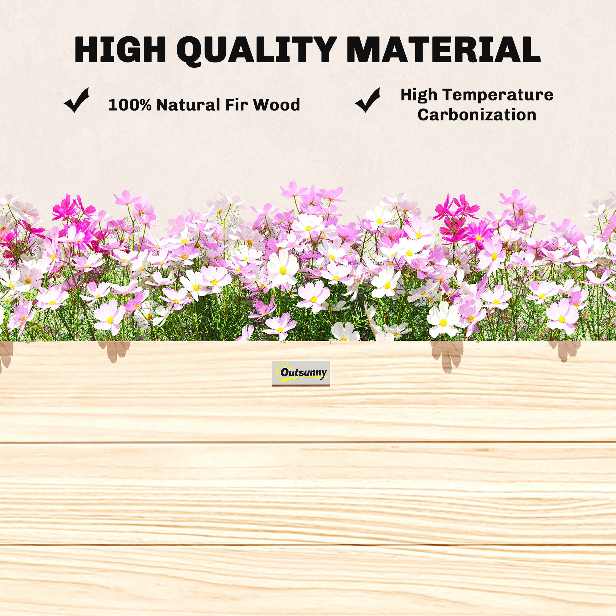 3.3 x 1.2 x 1.2 ft Garden Raised Bed Planter Grow Containers for Outdoor Patio Plant Flower Vegetable Pot, Natural