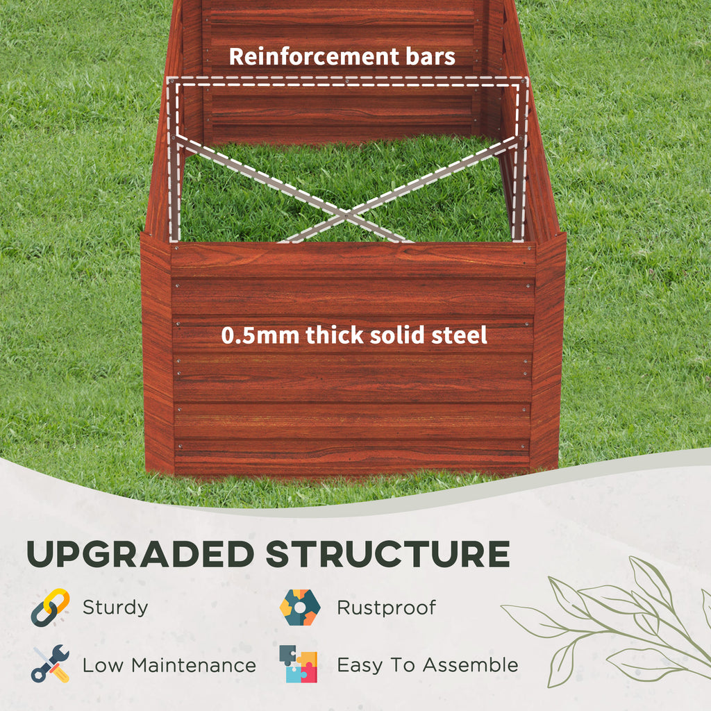 Galvanized Raised Garden Bed, Steel Outdoor Planters with Reinforced Rods, 71" x 35" x 23", Rustic Brown