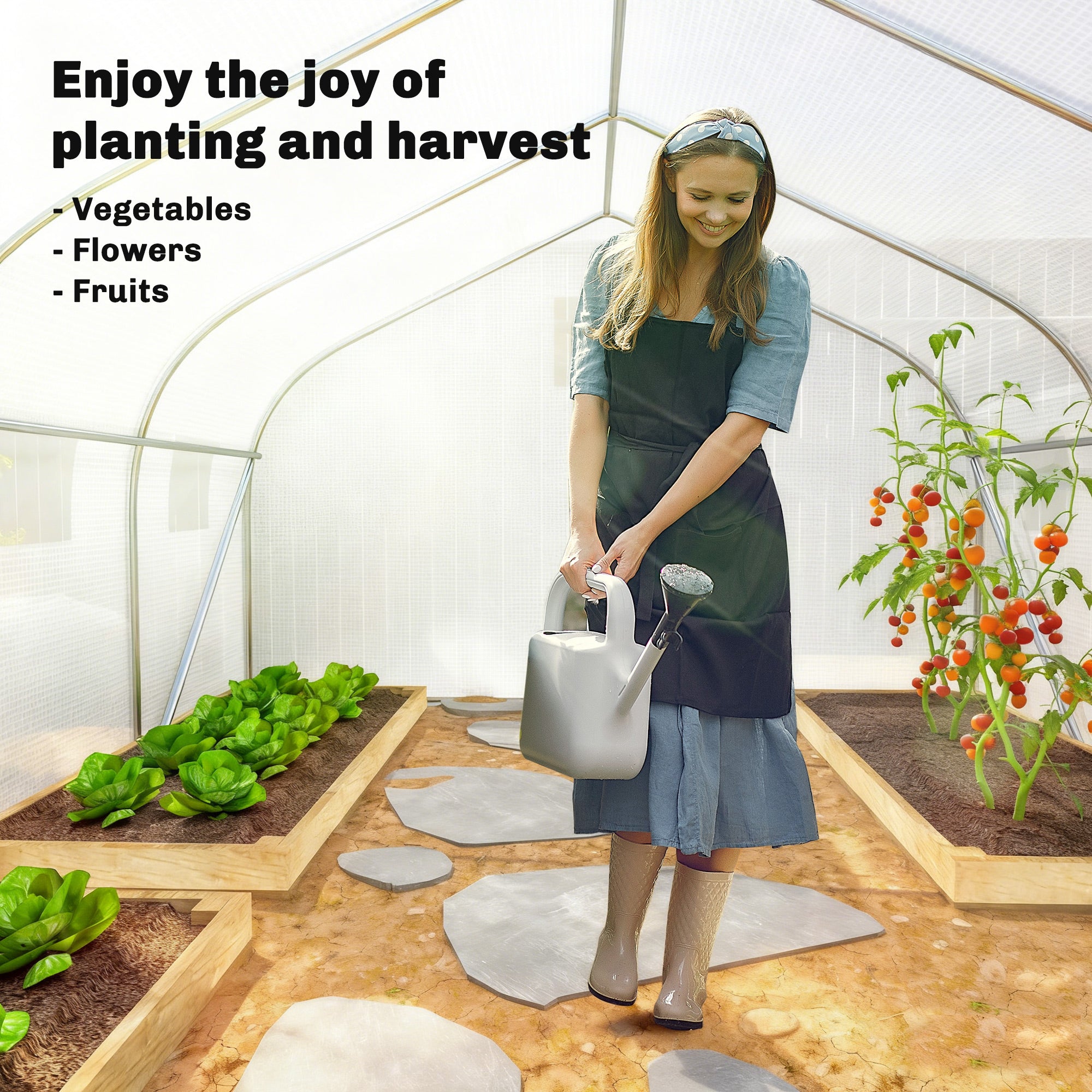15'x10'x7' Greenhouse Gardening Planting Shed White