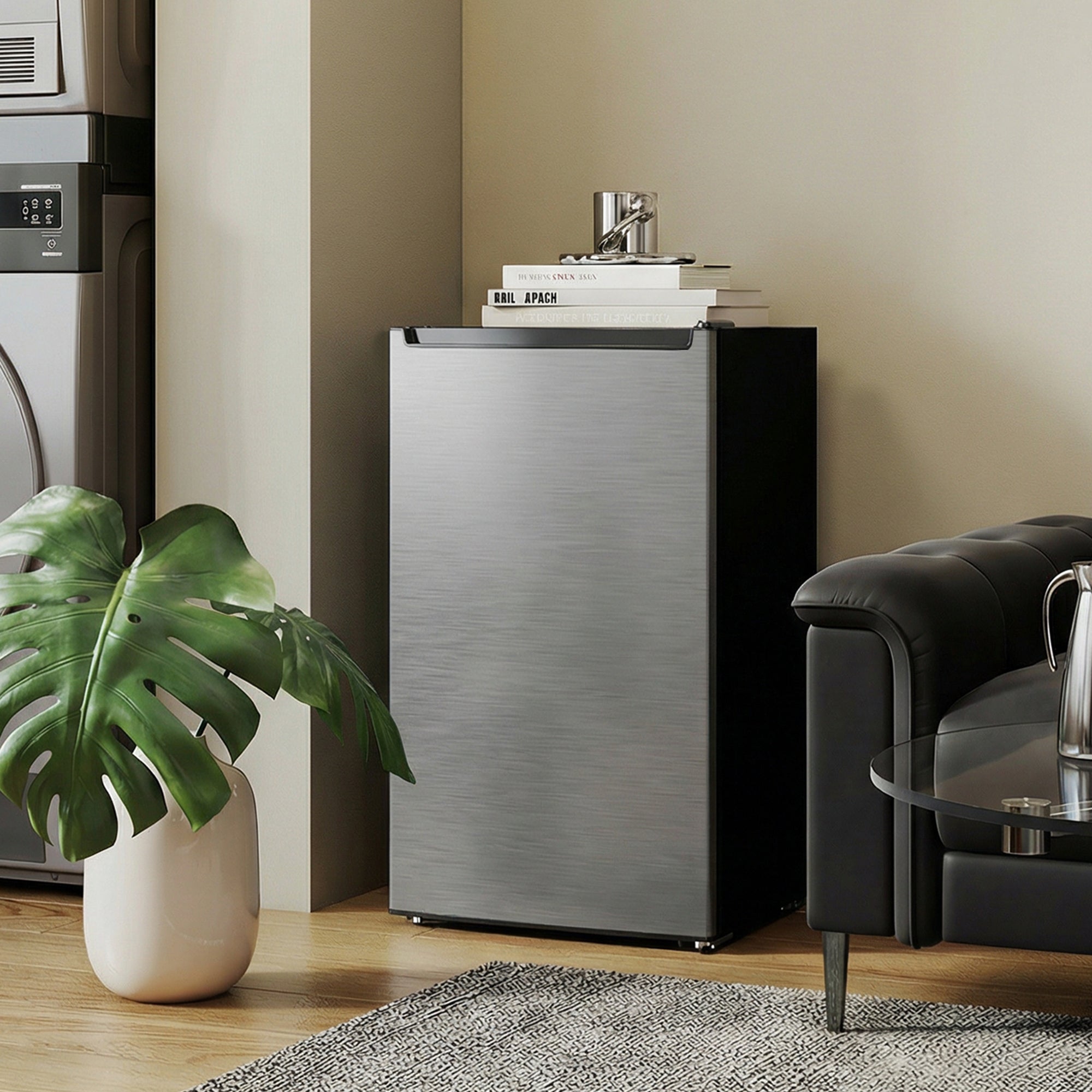 2.1 Cu. Ft. Mini Freezer, Compact Upright Freezer with Reversible Door, Removable Shelf, Adjustable Temperature, Silver
