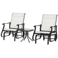 3PCs Gliding Rocking Chair & Bistro Tea Table Set, Cream White