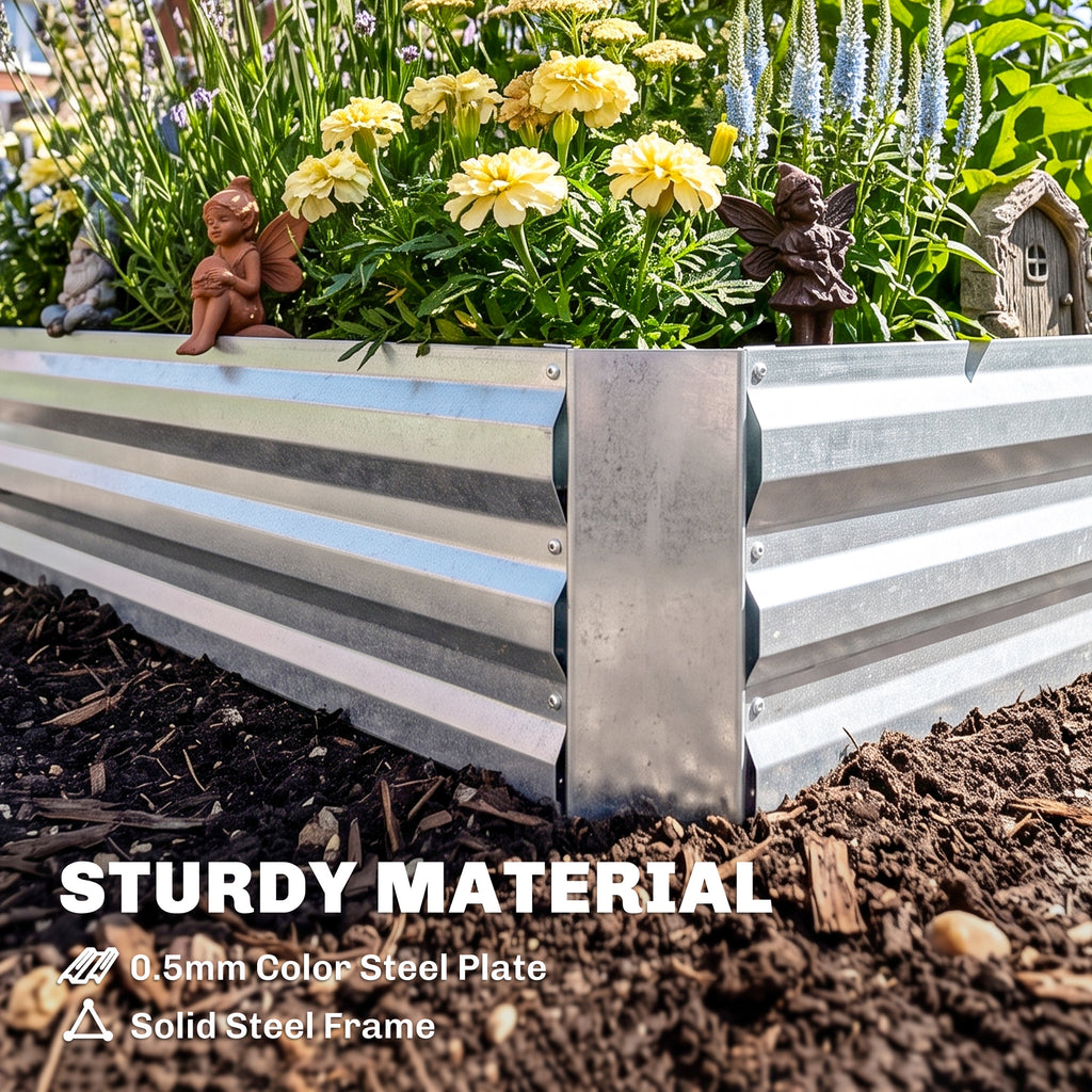 Steel Raised Garden Bed with Cover and Roll Up Door, Dual Use, 50"x37.4" Outdoor Greenhouse, Clear