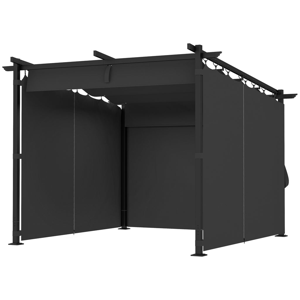 8' x 8.5' Metal Retractable Pergola Canopy with Sidewalls, Outdoor Gazebo UPF30+ Sun Shade Shelter for Garden, Deck