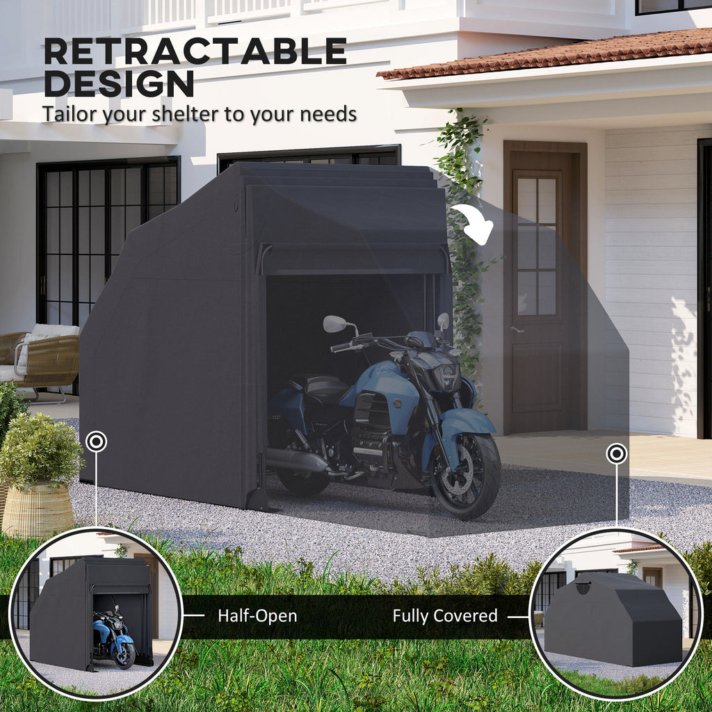 Motorcycle Shelter, Waterproof Motorcycle Cover Tent with 2 Mesh Windows, UV Protected & Dustproof Bike Storage Shed