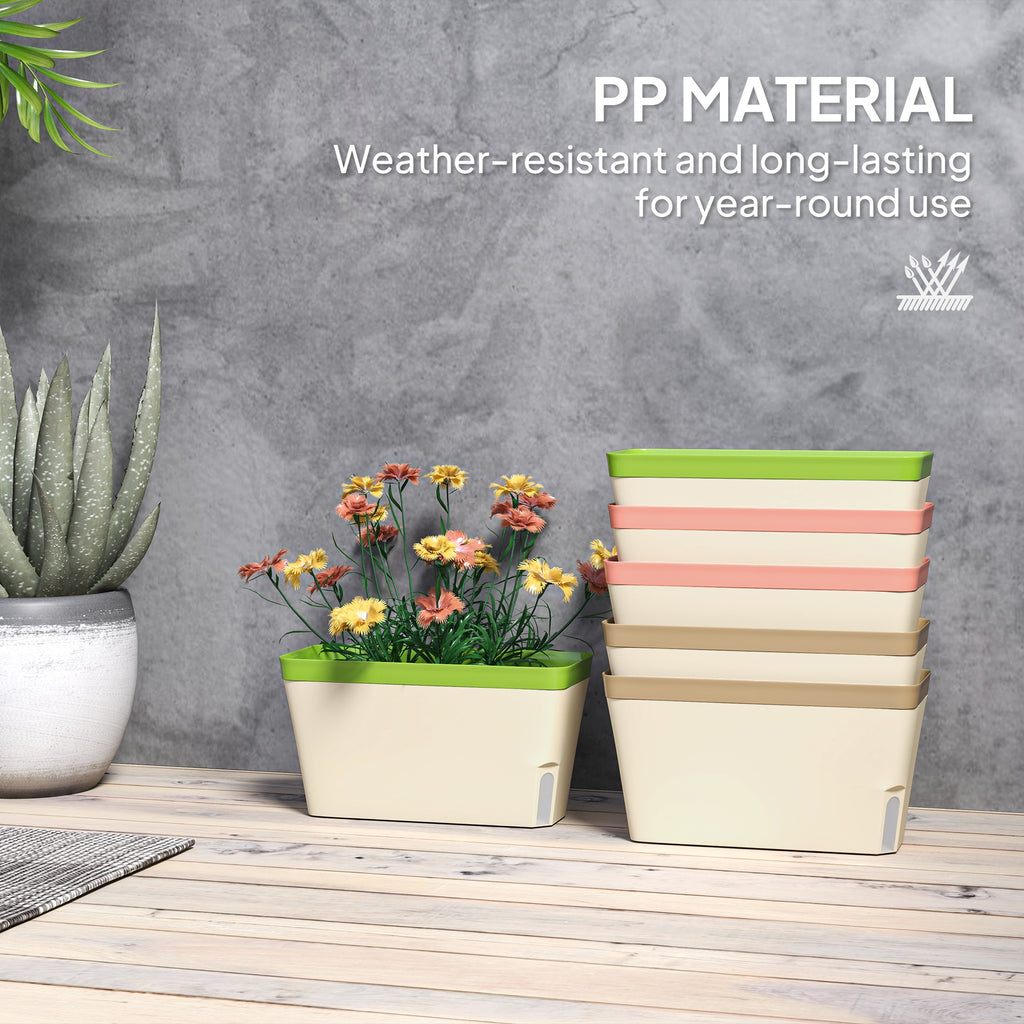 6 Pack Self Watering Flower Pots, 10.5 Inch Planter Box with Water Level Indicator for Vegetables, Succulents Plants