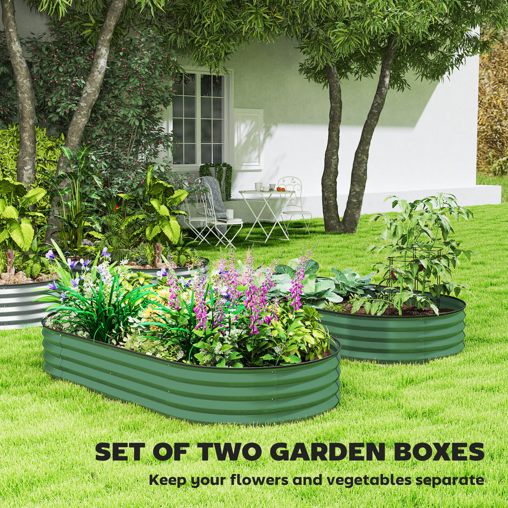 6' x 3' x 1' Large Outdoor Planter Box, Galvanized Raised Garden Bed with Metal Plant Stake, Light Green
