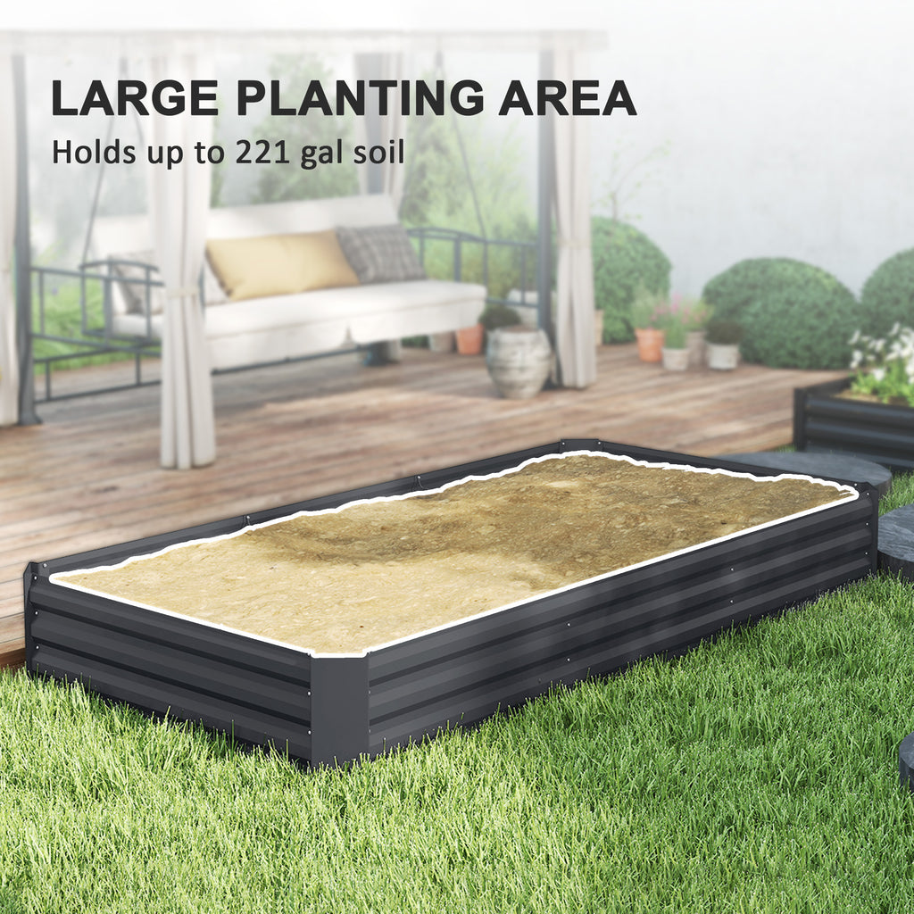 Galvanized Raised Bed, 8' x 4' x 1' Metal Planter Box, Outdoor Garden Box with Open Bottom for Flower Herb Vegetable