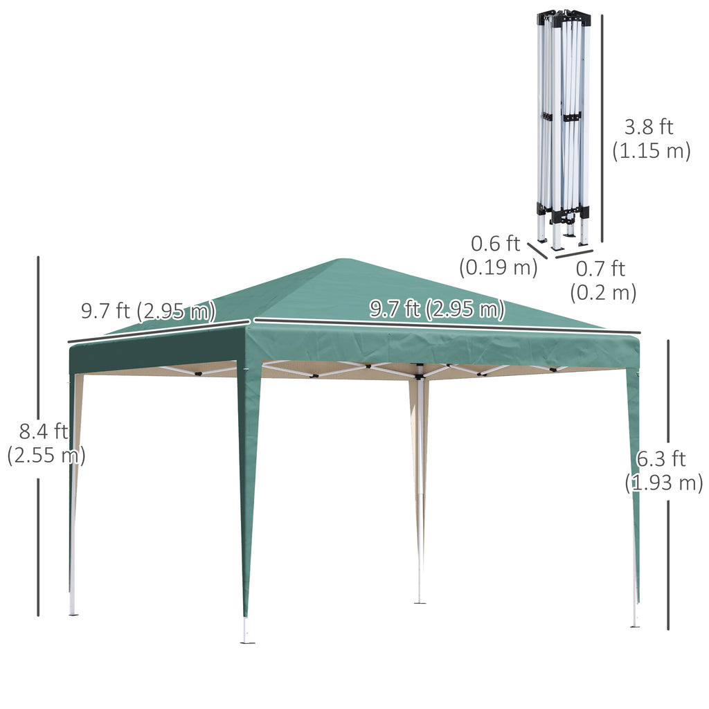 10 x 10ft Folding Pop Up Tent Outdoor Gazebo Canopy with Carrying Bag, Dark Green