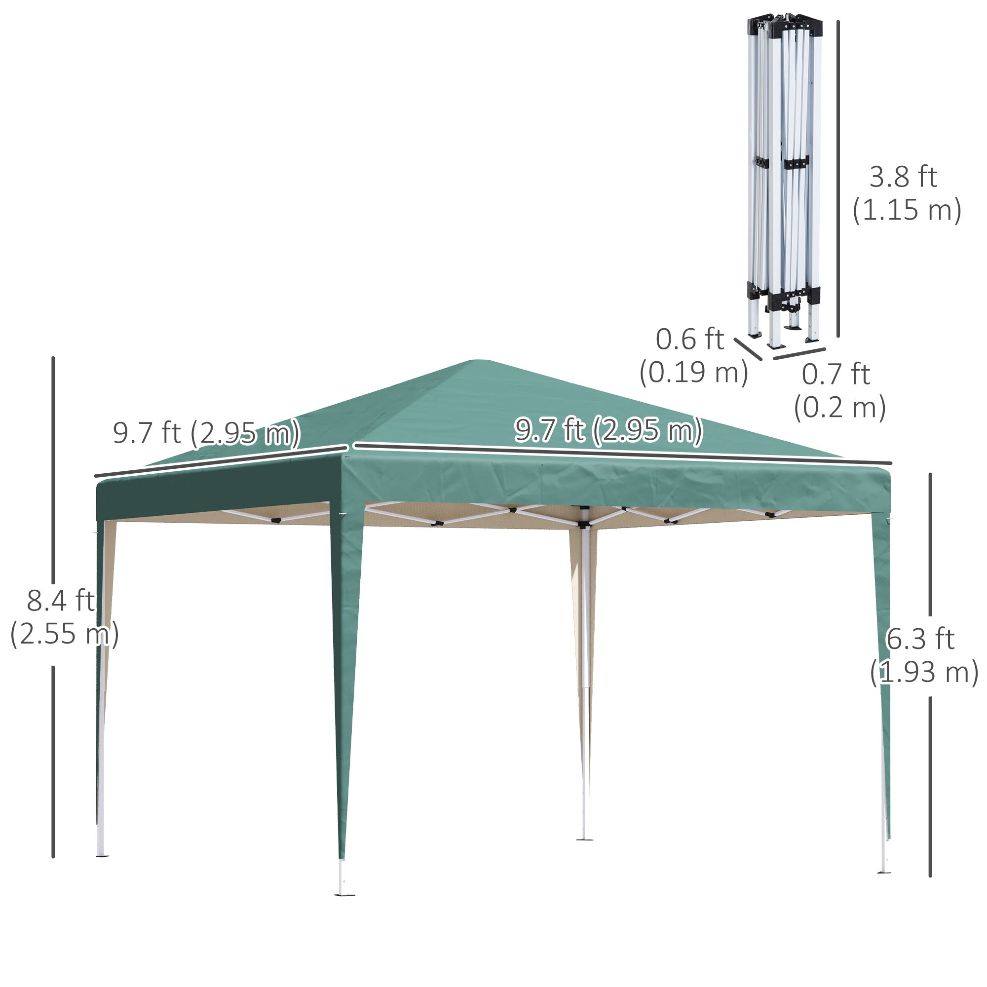 10 x 10ft Folding Pop Up Tent Outdoor Gazebo Canopy with Carrying Bag, Dark Green
