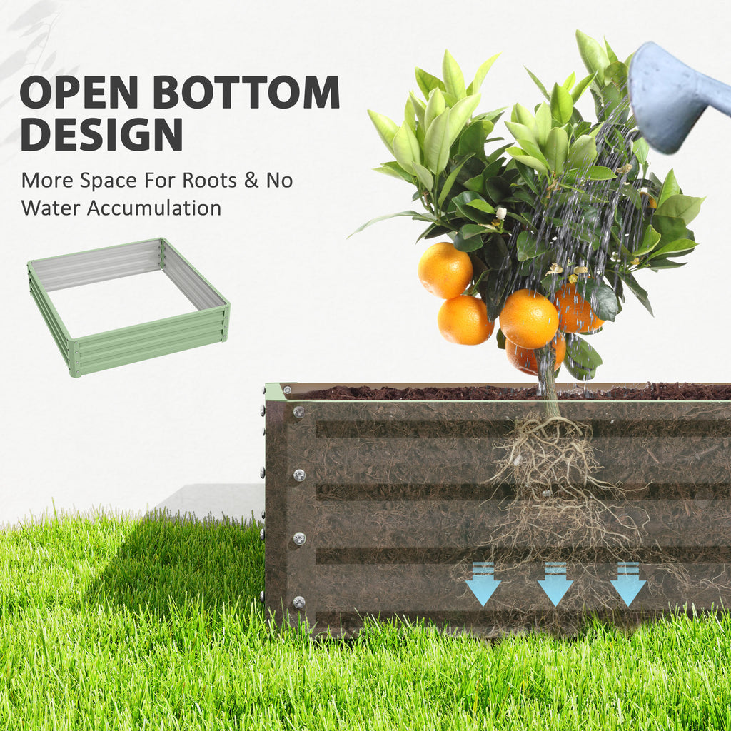4' x 4' x 1' Raised Garden Bed Galvanized Steel Planter Box for Vegetables, Flowers, Herbs, Light Green