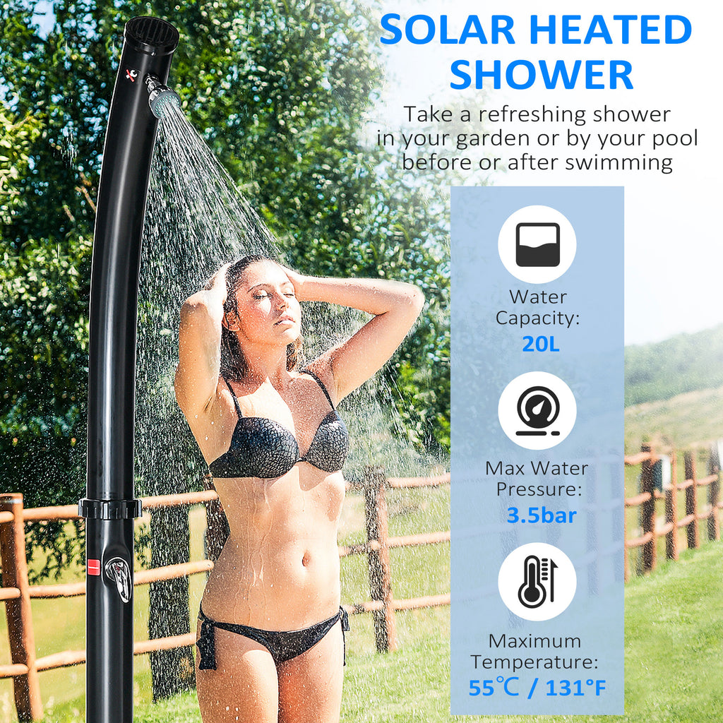 Solar Outdoor Shower, 5.3-Gallon Garden Shower with Adjustable Water Temperature up to 140Â°F, Black