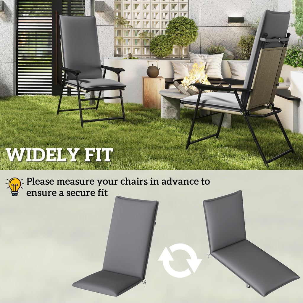 Outdoor Chair Cushions Set of 2 High Back Patio Seat Cushions UPF50+ Fade Resistant Yarn-Dyed Polyester, Dark Grey