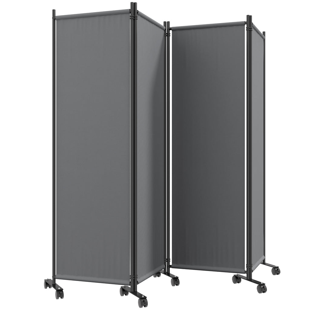 Folding Room Divider with Castor Wheels, Rolling Privacy Screen for Home Office Bedroom, 5.6ft Tall