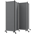 Folding Room Divider with Castor Wheels, Rolling Privacy Screen for Home Office Bedroom, 5.6ft Tall