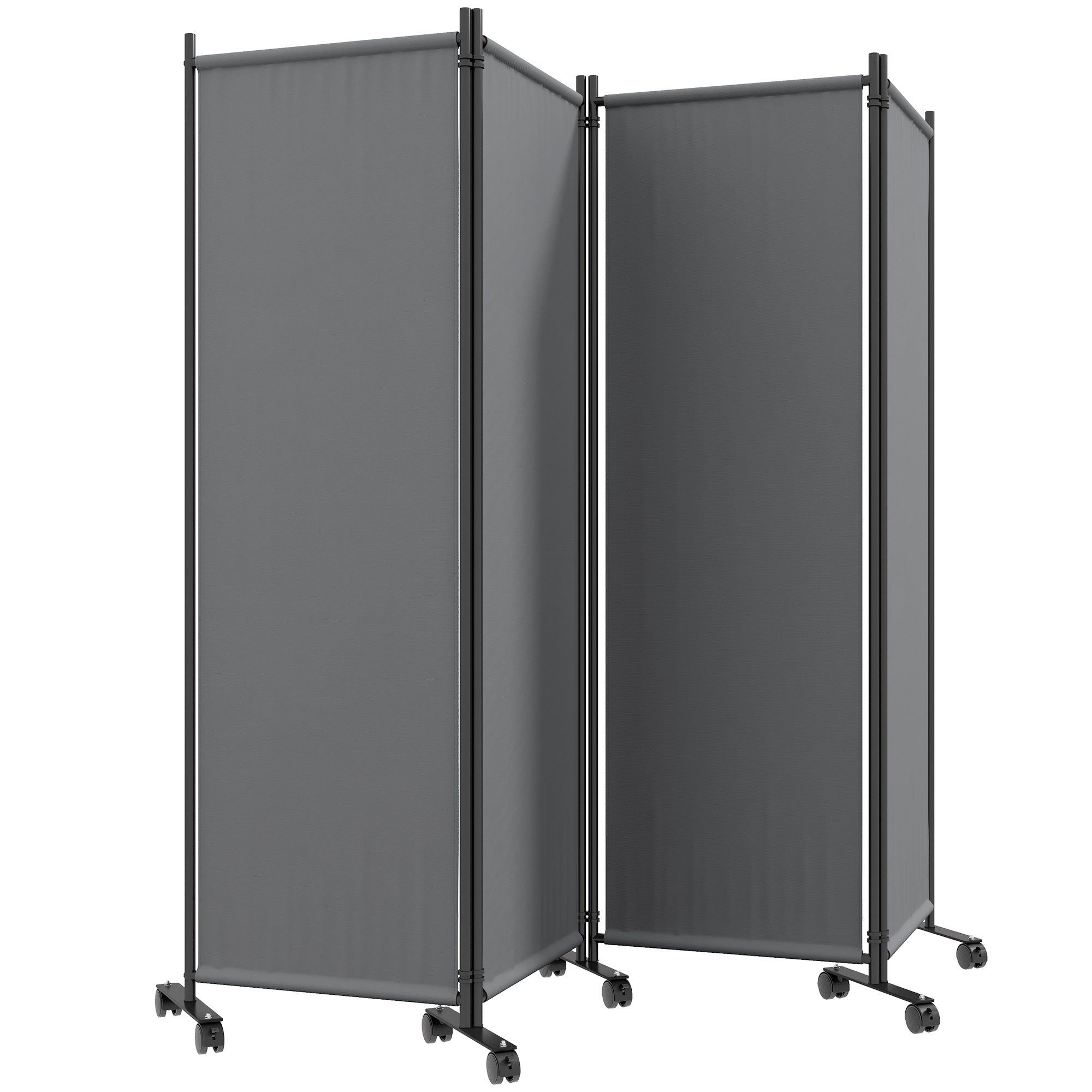 Folding Room Divider with Castor Wheels, Rolling Privacy Screen for Home Office Bedroom, 5.6ft Tall