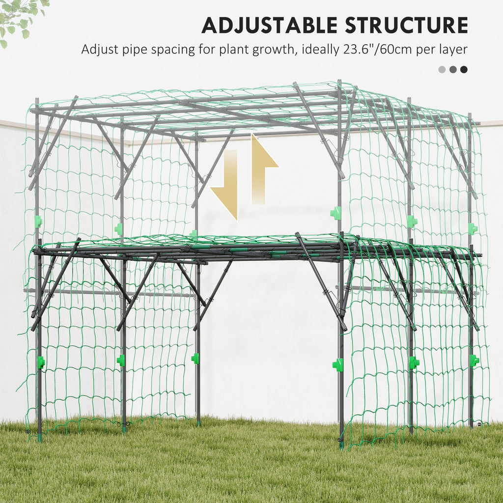 Garden Arch Cucumber Trellis for Climbing Plants, 7.3 FT Tall Metal Plant Trellis Support with Climbing Net, Black