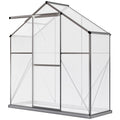 6' x 2.5' Walk-in Polycarbonate Greenhouse Aluminium Green House with Sliding Door, 5-Level Roof Vent, Rain Gutter