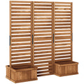 Outdoor Privacy Screen Wood Privacy Panel with 4 Planter Boxes, Raised Bed with 3 Panels, Drainage Holes, Natural
