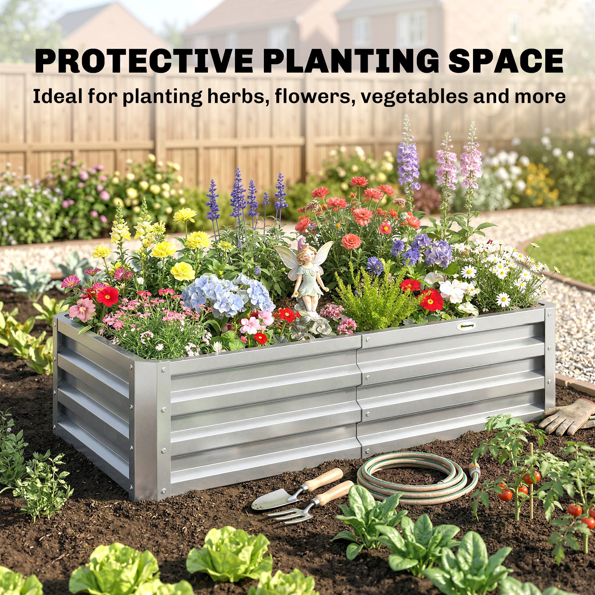 Galvanized Raised Garden Bed, Outdoor Planter Box for Vegetables, Flowers, Herbs, 4' x 2' x 1', Silver