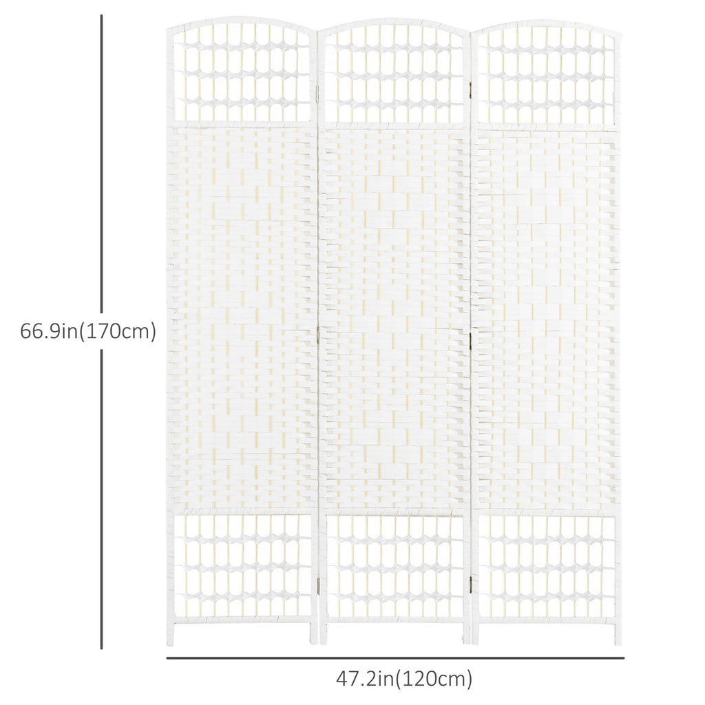 3 Panel Folding Room Divider, Portable Privacy Screen, Wave Fiber Room Partition for Home Office, White
