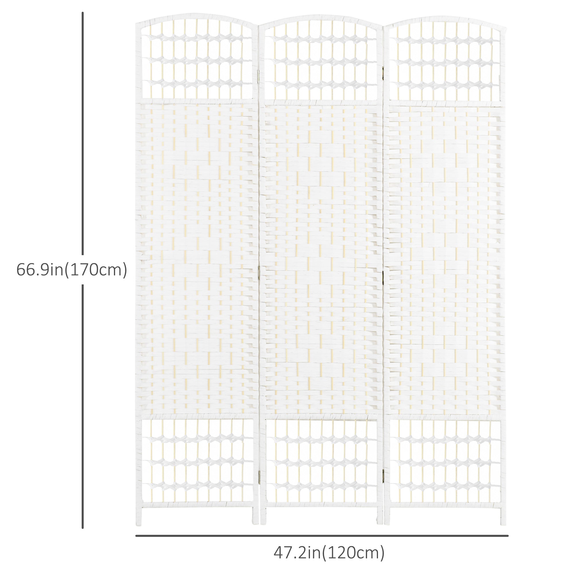 3 Panel Folding Room Divider, Portable Privacy Screen, Wave Fiber Room Partition for Home Office, White