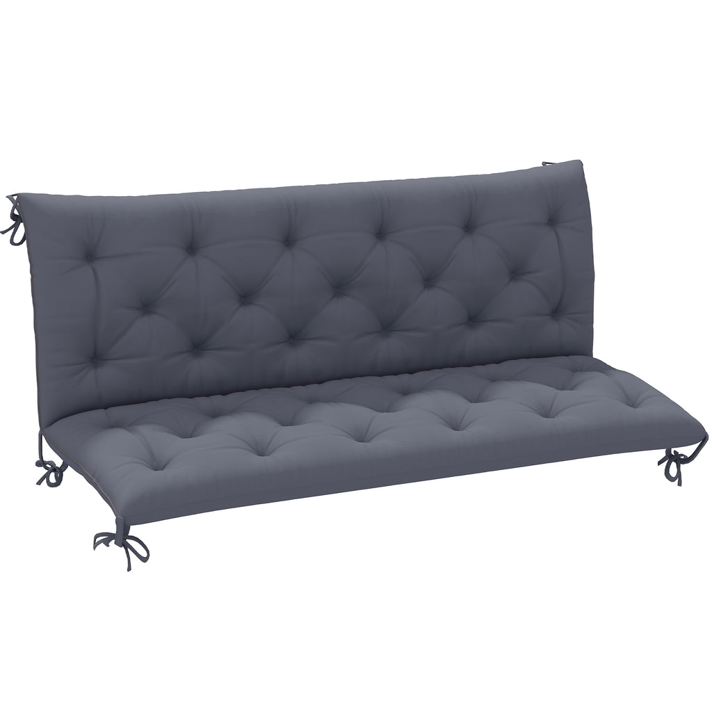 3 Seater Outdoor Seat Pads Bench Swing Chair Replacement Cushions Backrest for Patio Garden, Dark Grey
