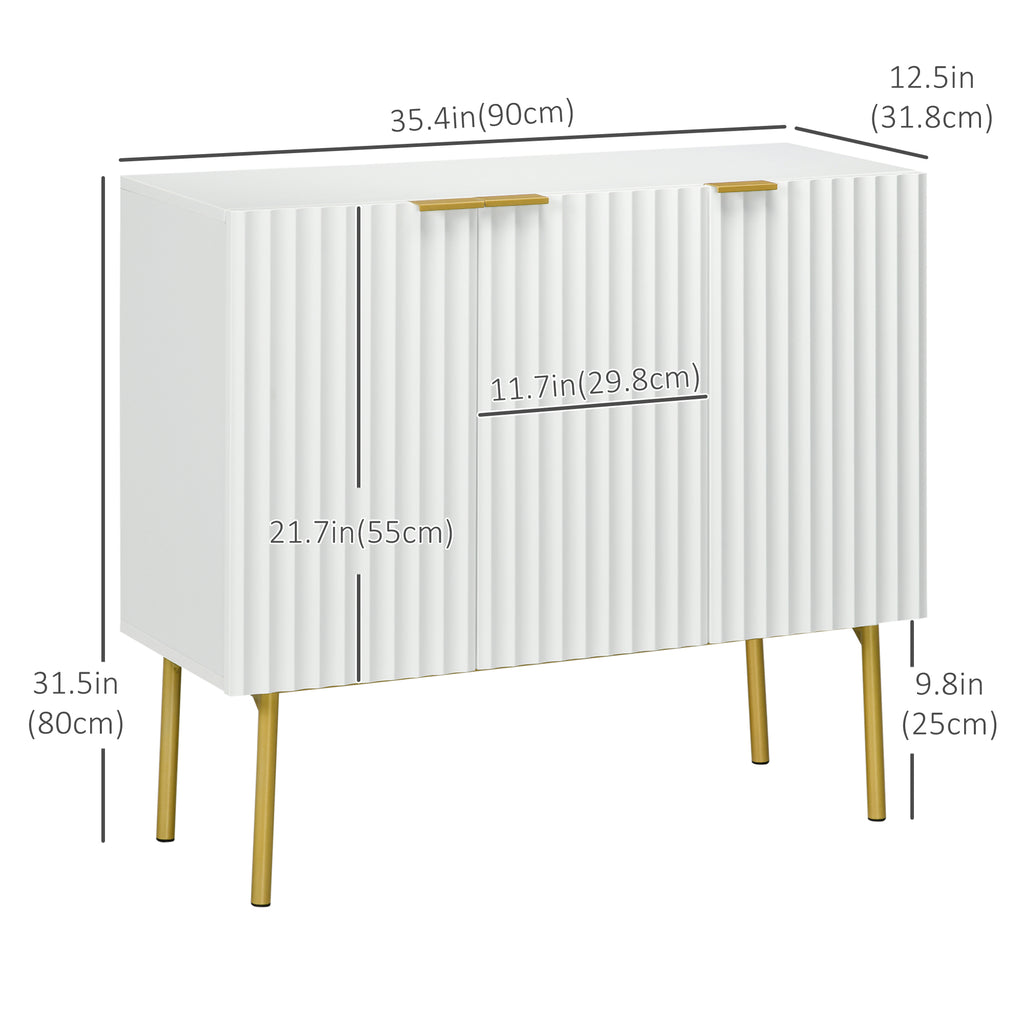 Modern Storage Cabinet Sideboard Buffet Cabinet with Gold Legs for Living Room Dining Room Hallway White