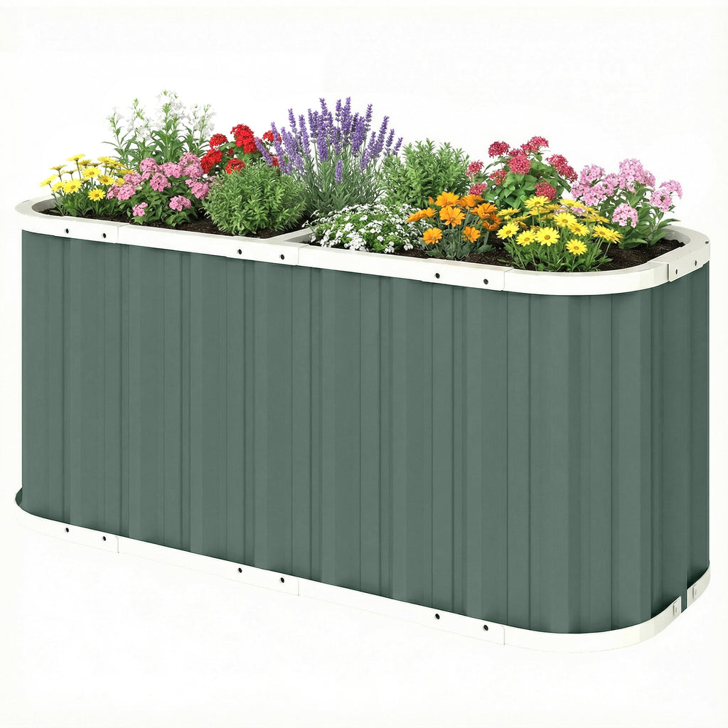Galvanized Raised Garden Bed, Deep Root Planter Box, Outdoor Garden Bed with Plant Labels, 4.5' x 2' x 2', Light Green