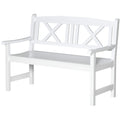 2-Seater Wooden Garden Bench, 4FT Outdoor Patio Loveseat with Unique X-Shape Back for Yard, Lawn, Porch, White