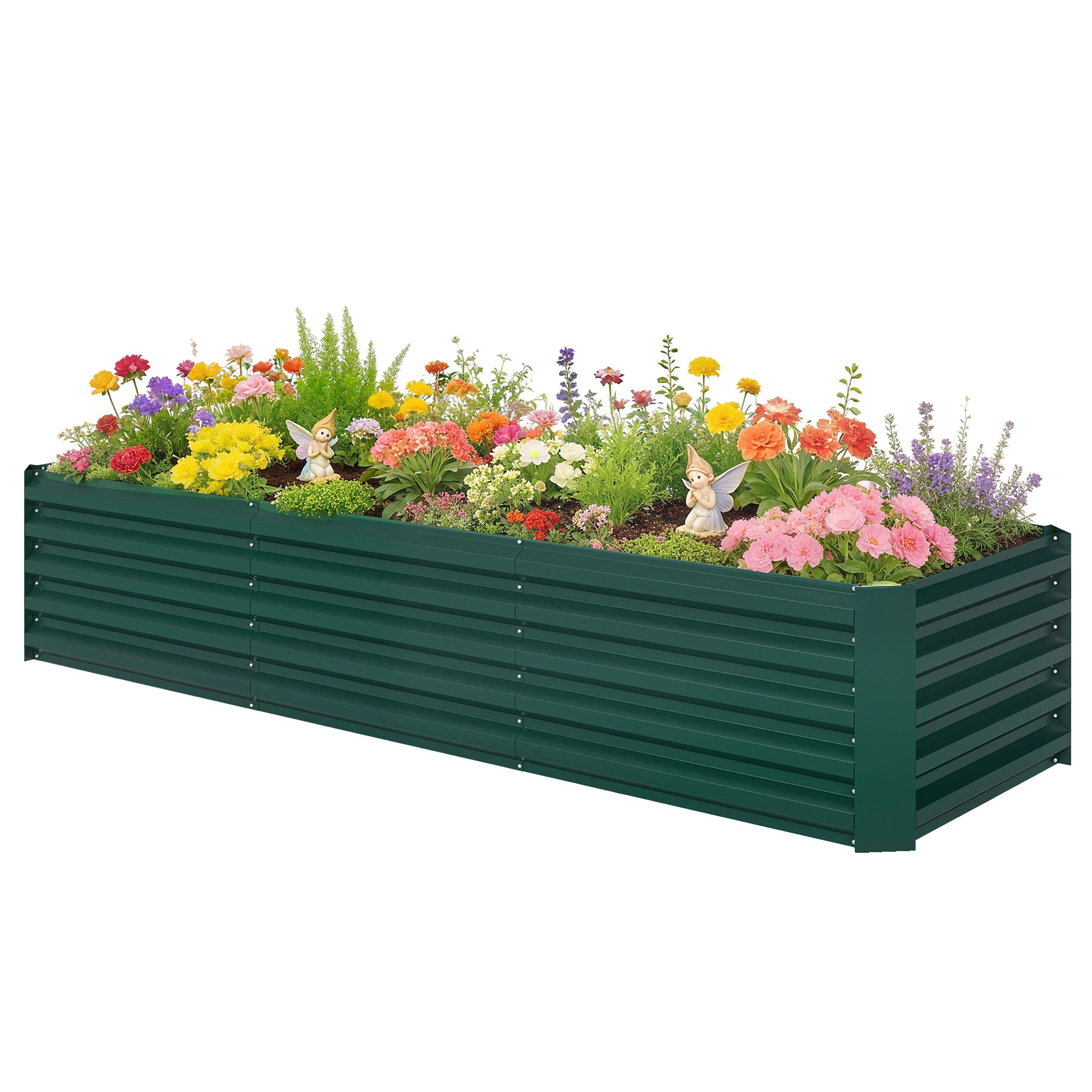 8'x2.6'x1.5' Galvanized Raised Bed, Large Elevated Planter Box for Growing Flowers, Herbs and Vegetables, Green