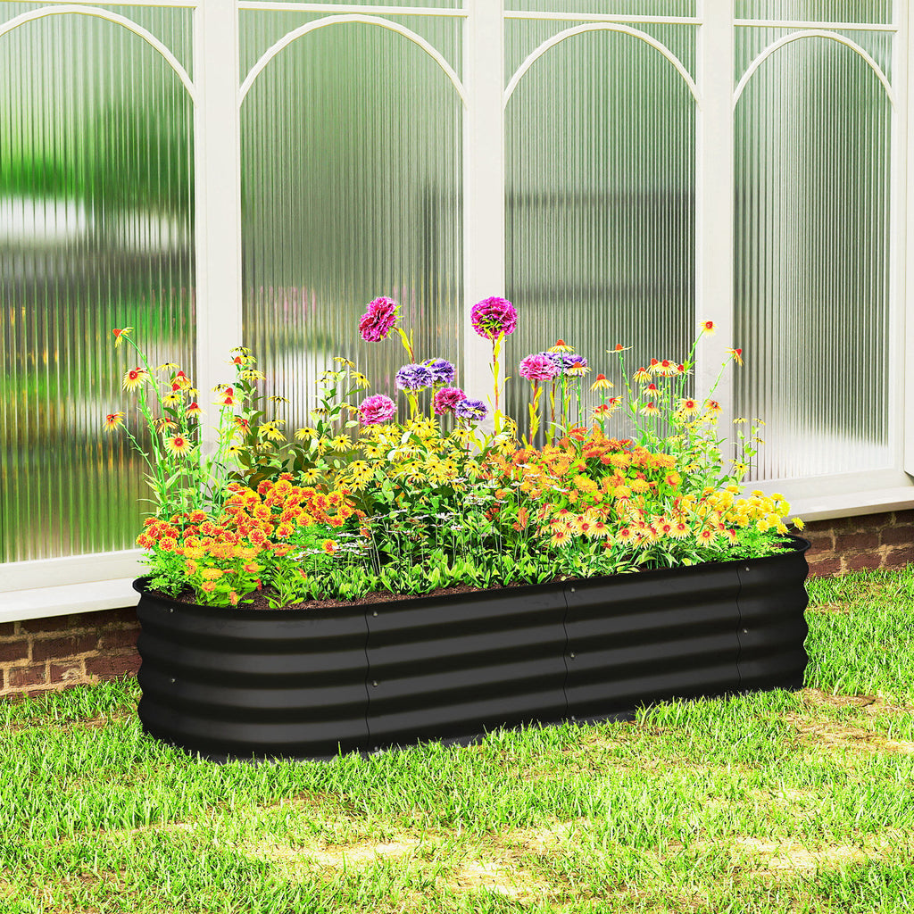 4.9 x 2 x 1ft Galvanized Raised Garden Bed Kit, Metal Planter Box with Safety Edging, Black