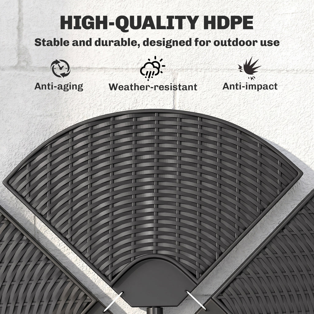4PCs Cantilever Umbrella Base Weights for Offset Banana Parasol, Wicker Effect HDPE Water or Sand Filled Patio Umbrella Weights with Built-in Handles, Black